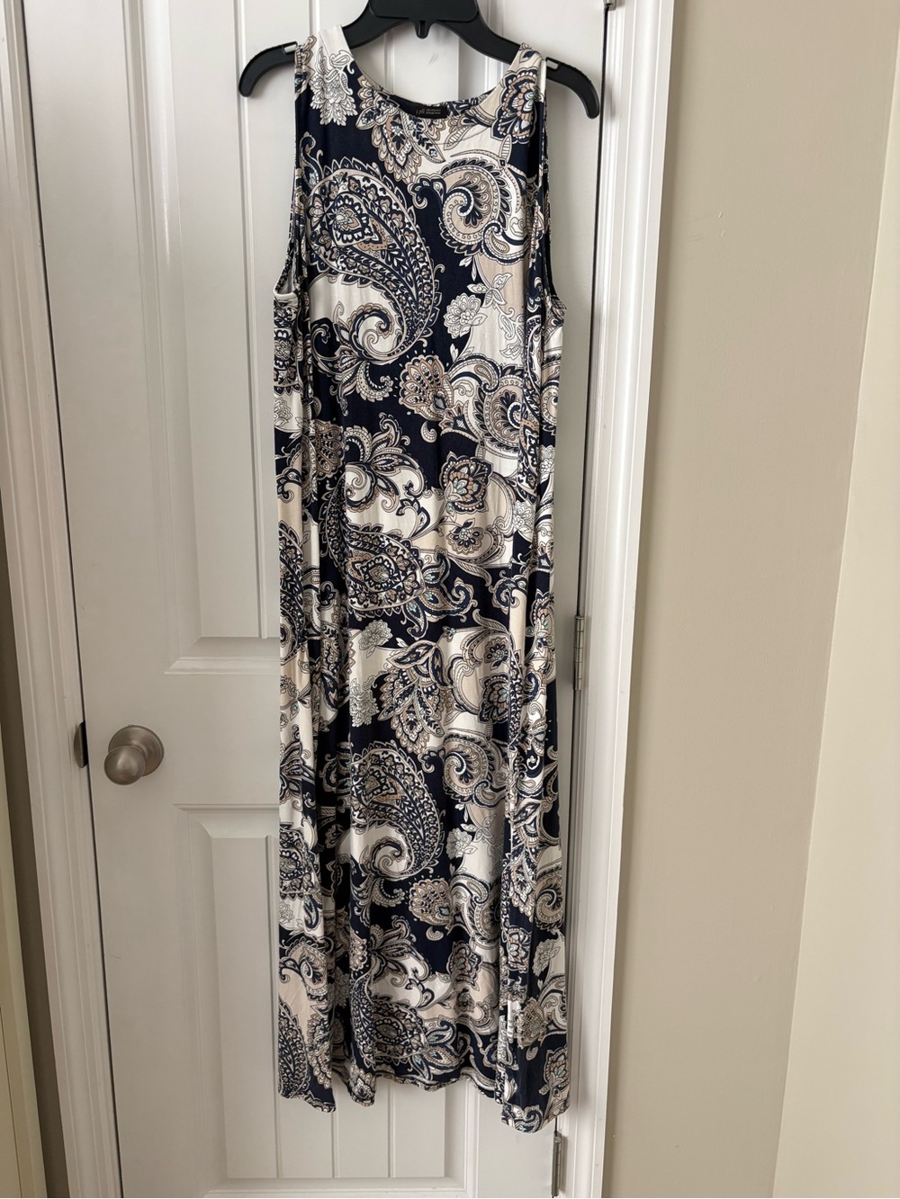 J. Jill Navy and Cream Paisley Maxi Dress